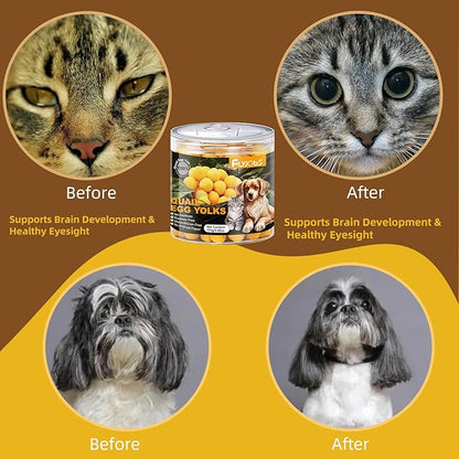 Dehydrated Quail Egg Yolk Snacks for Cats and Dogs Training (110g/3.88oz), Natural Dog Food Limited Ingredient, Healthy Tasty Freeze-Dried Pet Treats for Dogs Cats (M, Egg)