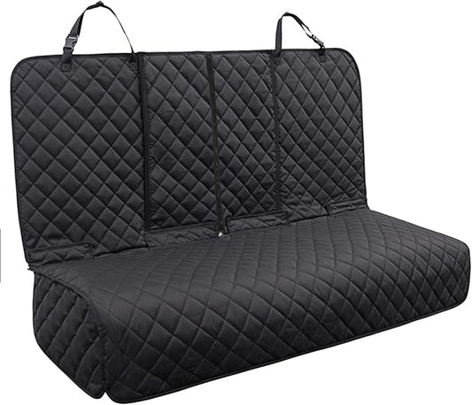 Dog Car Seat Cover, Deluxe Waterproof Pet Back Carseat Protector for Cars, SUVs, Trucks, Nonslip and Easy Cleanup Backseat Pet Cover for Automotive Rear Bench (Black)
