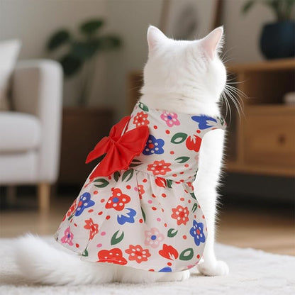 choyaxo Small Dogs Girl Bow Cat Dress