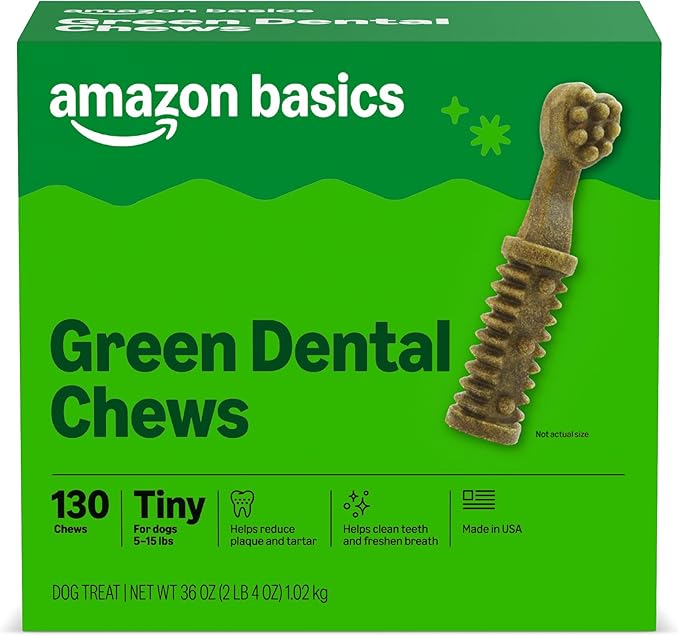 Amazon Basics Dental Dog Treats to Help Clean Teeth & Freshen Breath for Tiny Dogs, Unflavored, Per Pack: 130 Count, 2.25 pounds (Previously Wag)