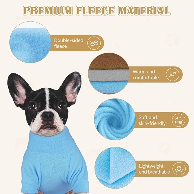 3 Pack Dog Sweater Fleece Pet Clothes Turtleneck Soft Warm Sweatshirt Dog Sweaters for Small Dogs Puppy Sweater Boy Girl Pet(Gray+Blue+Coffee,XS)