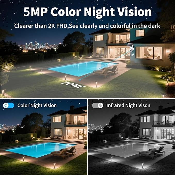 Goalake 5MP Solar Security Camera – Wireless Outdoor PTZ with 360°View, AI Motion Detection, 2-Way Talk, Spotlight & Siren, IP65 Weatherproof, Cloud or 512GB SD Card Storage (Pre-Inserted a SD Card)