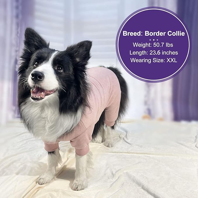 cyeollo Dog Pajamas Fleece Dog Coat Thermal Dogs Pjs Onesie Stretchable Doggie Coat Girl Jumpsuit Pet Clothes for Large Sized Dogs, Pink 3XL