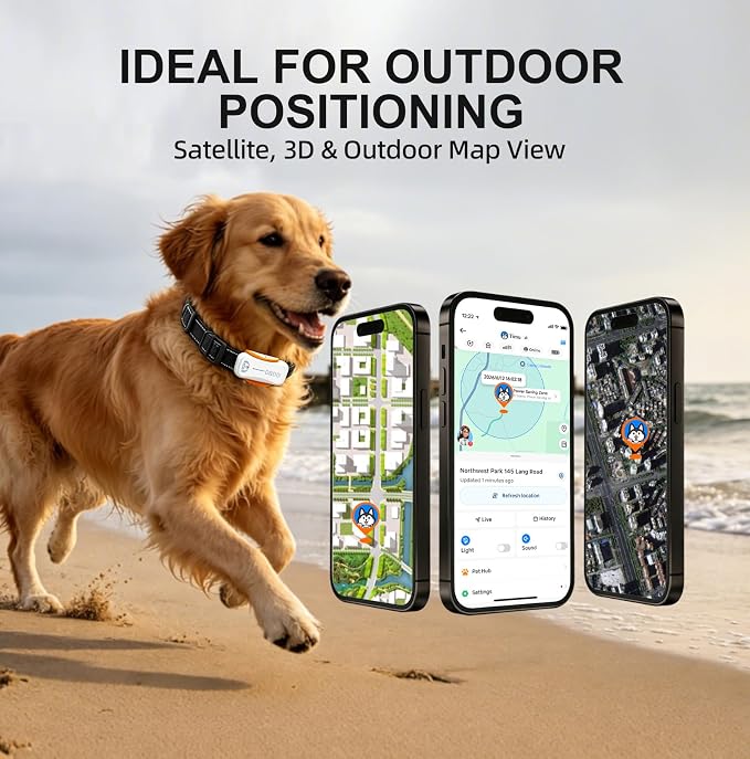 GPS Dog Tracker, 12-Mo Sub, Real-Time Loc, E-Fence, Health Monitor