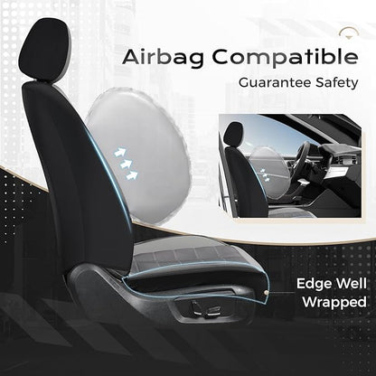 Coverado 3D Air Mesh Car Seat Cover Full Set, Sports Carbon Fiber Design, Breathable Seat Protectors Airbag Compatible Comfort Universal for Most Cars, Van,Trucks, SUV, Grey