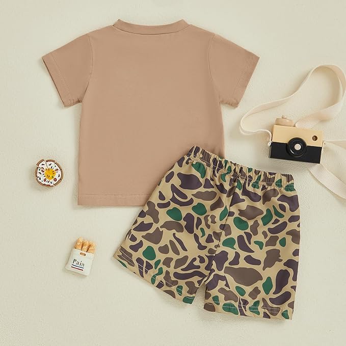 Toddler Baby Boy Clothes 6 12 18 24 Months Summer Outfit Short Sleeve T-Shirt Tops Camo Shorts Set 2T 3T 4T