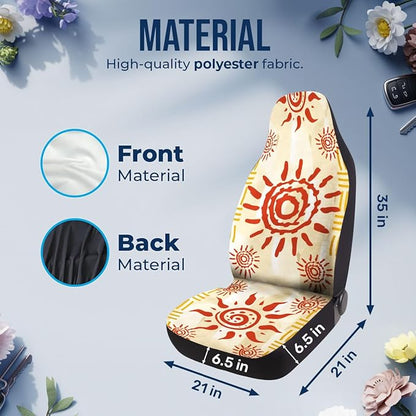 GENANY Bohemian Sun Car Seat Covers Set of 2, Breathable Front Seat Covers for Truck Sedan SUV, Boho Car Accessories, Boho Gift for Women Men