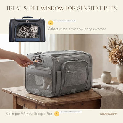 Top and Side Expandable Pet Carrier with Treat & Pet Window,18x13x9.5 Inch Southwest Frontier Airline Approved,Soft-Sided Dog Carrier for Small Dogs and Cats,Travel Cat Carrier with Locking Zippers