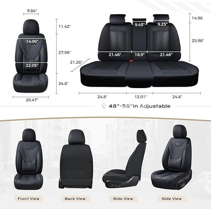 Coverado Car Seat Covers with Lumbar Support, Front Covers for Cars, Universal Automotive Seat Cover, Waterproof, Leather Car Seat Cushion, Interior Seat Protectors for Most Cars