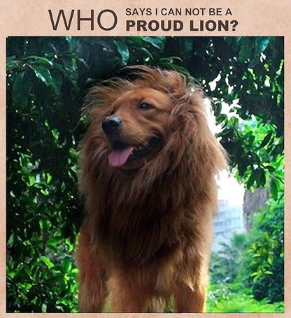 Onmygogo Lion Mane Wig for Dogs with Ears, Funny Pet Costumes for Halloween Christmas