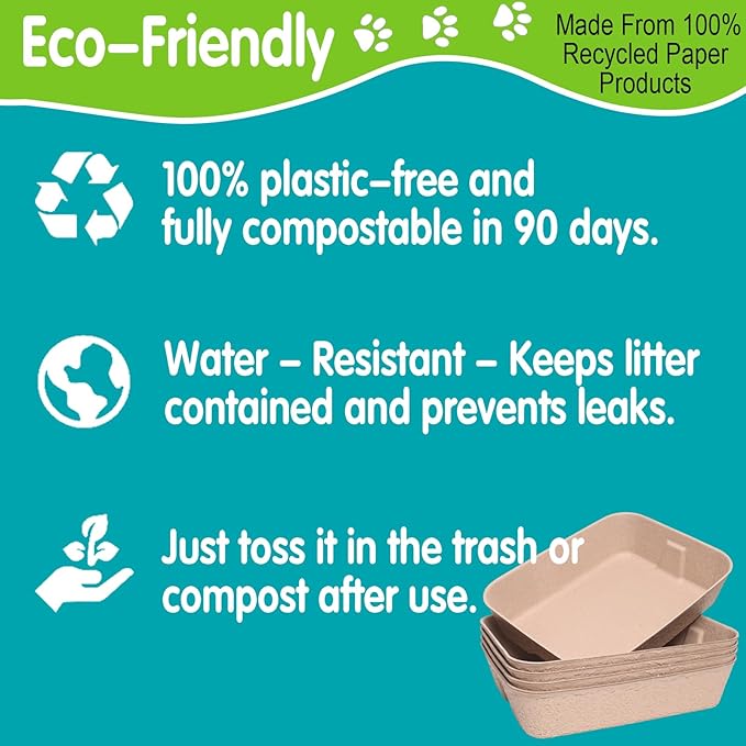 2 Pack Disposable Cat Litter Box, Travel Litter Box,Eco Friendly 100% Recycled Paper