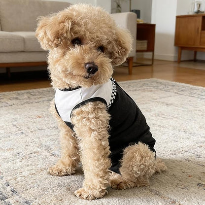 Kukaster Pet Dog Surgical Suit - Recovery Onesie for Dogs After Surgery, Spayed Female/Male Puppy, Breathable Anti-Lick Clothes, Alternative to Cone(Black and White-XXS)