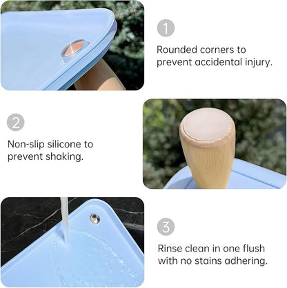 Large Elevated Cat & Dog Bowl Stand,3 inch Height Raised Feeder Compatible with Most Automatic Pet Feeders & Water Fountains, Anti-Slip & Spill-Proof Large Pet Food Tray,17 x 12 Inches (Blue)