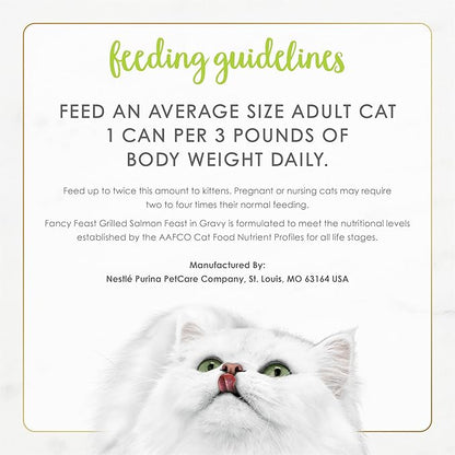 Fancy Feast Purina Grilled Wet Cat Food Salmon Feast in Wet Cat Food Gravy - 3 oz. Cans (Pack of 48)