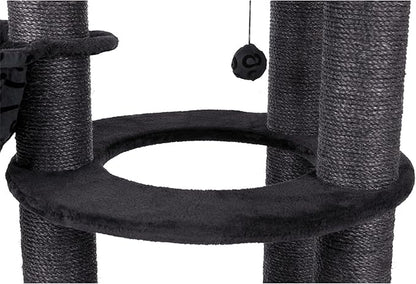 TRIXIE Filippo 50-in Cat Tower, Sisal Scratching Posts, Cat Tree with Hammock, Platforms, Bed, Dangling Cat Toys, Black
