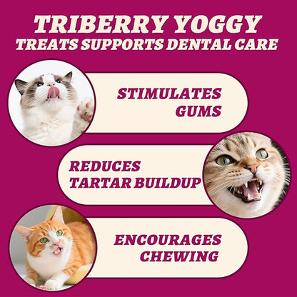 Wellix 4.23oz Natural Freeze-Dried Snacks for Dog & Cat - Triberry Yoggy Cat Yogurt Treats with Chicken Flavor & Real Fruits - Support Digestive & Immune Health Cats Food Toppers