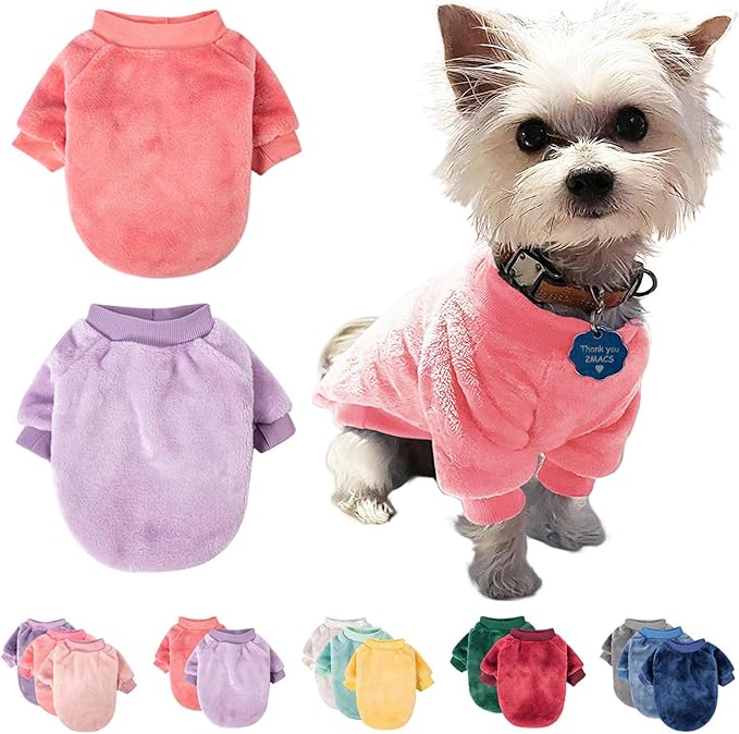 FabriCastle Dog Sweaters, 2-Pack Dog Clothes for Small Dogs Girl & Cats, Ultra Soft and Warm Pet Coats, Winter Pet Jacket, Doggy Apparel Costumes, Puppy Outfits (Pink,Light Purple, Small)