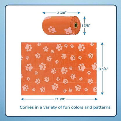 Best Pet Supplies Dog Poop Bags for Waste Refuse Cleanup, Doggy Roll Replacements for Outdoor Puppy Walking and Travel, Leak Proof and Tear Resistant, Thick Plastic - Orange, 150 Bags