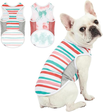 UPF 50+ Sun Protection Dog T-Shirt, 2 Pack Lightweight Sleeveless Dog Vest for Medium Large Dogs Girl – Reflective Strips, Quick-Dry Pet Apparel, Sports Fan Shirt P23ST00512XXXL