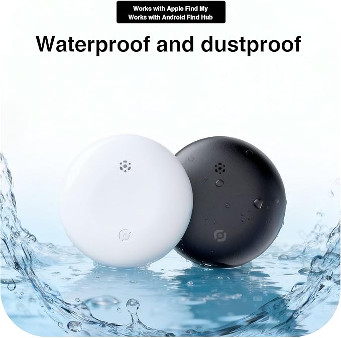 Bluetooth Tracker Works with Apple Find My & Android Find Hub – Key Finder for Keys & Pet Collar, No Monthly Fee, Loud Alarm, Replaceable Battery(2 Pack, White)