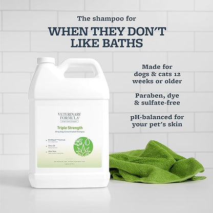Veterinary Formula Smart Coat Complex Triple Strength Dirty Dog Concentrated Shampoo, 128 Fl oz / 1 Gallon – DirtRepel Tech Cleans Extra Dirty and Smelly Dogs – w/ Shea Butter and Aloe Vera to Soothe