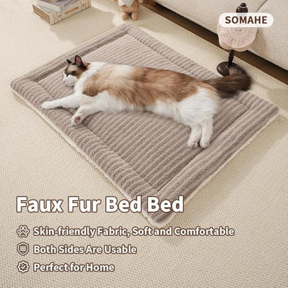 Self-Warming Cat Bed Pad, Reversible & Ultra Soft Pet Mat for Crates, Kennels, Sofas & Furniture, Machine Washable, Durable for Dogs and Cats, 23x15 Inch Apricot