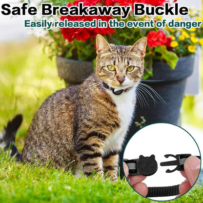 Airtag Cat Collar Breakaway, Cat Collar with Air Tag Holder(Orange) | Safety Breakaway Buckle, Reflective Strip, Lightweight, Bell, 0.4 Inches in Width, Adjustable Size to Fit Different Cats