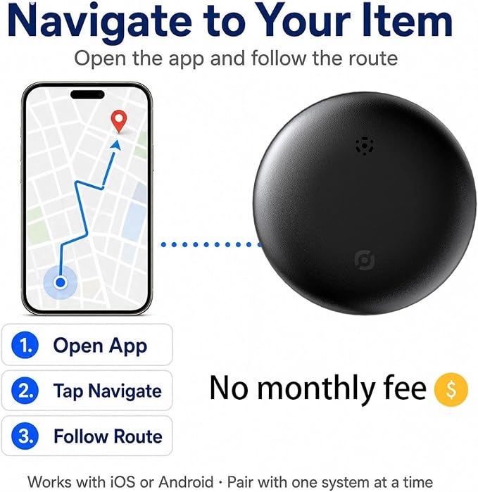 GPS Tracker for Vehicles No Subscription, iOS & Android Dual System | Precise Location Car Tracker Tag, IP66 Waterproof Bluetooth Tracker Device for Key, Luggage, Wallet, Kid and Pet (4 Pack)