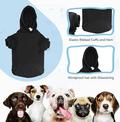 Dog Hoodie Dog Sweaters for Large Dogs,Pet Sweater Soft Solid Brushed Fleece Pet Clothes Pet Hoodie Sweatshirt with Pocket(Black-L)
