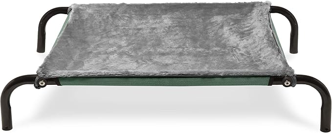 Furhaven Dog Blanket for Cot Beds, Washable w/ Zippered Pouch for Warming/Cooling Inserts - Plush Faux Fur Cot Blanket - Silver Gray, Small