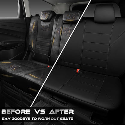 CAR PASS Neoprene Back Seat Cover, Universal Waterproof Bench Rear Seat Cover Universal Wetsuit Car Seat Cover Fit 95% Automotive Interior Covers for Cars Sedans SUVs (Rear,All Black)