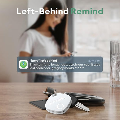 ATUVOS Luggage Tracker, Key Finder, Bluetooth Tracker Pairs with Apple Find My (iOS Only), Item Locator for Bags, Wallets, Keys, Waterproof IP67, Anti-Lost 2 Pack, White