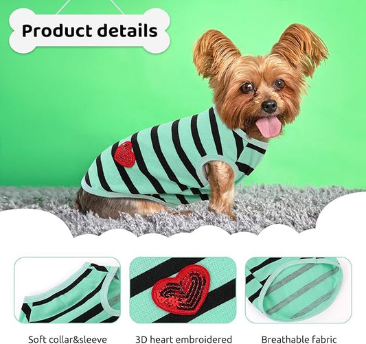 Dog Shirts for Medium Dogs, Striped T-Shirts Pets Vest Pet Apparel Tee Shirts Dog Tank Top Spring Summer Suitable for Chihuahua French Bulldog Bichon Shih Tzu