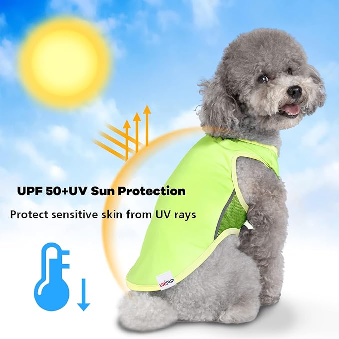 UPF 50+ Sun Protection Dog Shirt for Small Dogs - Breathable Sleeveless Vest with Reflective Strips, Sports Fan Pet T-Shirt, Lightweight UV Protective Apparel P23ST00502S