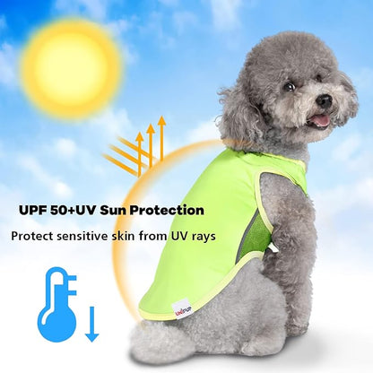 UPF 50+ Sun Protection Dog Shirt for Small Medium Dogs - Breathable Sleeveless Vest with Reflective Strips, Sports Fan Pet T-Shirt, Lightweight UV Protective Apparel P23ST00502L