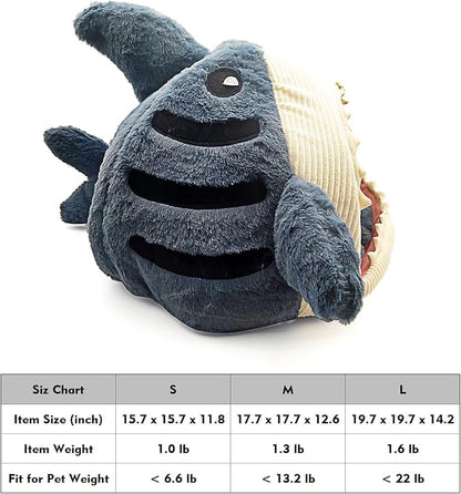 Tipmant Pet House Bed Cottage Mat for Cat Small Dog Puppy Teddy Cute Shark Shape Warm Soft (Large: Pet Weight < 22 lb)