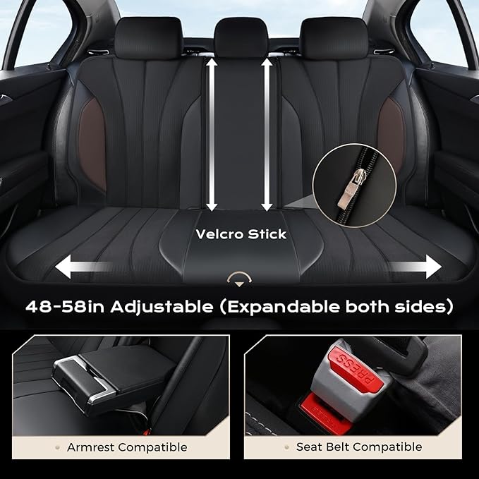 Coverado Seat Covers 5 Seats, Luxury Car Seat Covers Full Set, Automotive Car Protectors, Coffee Auto Seat Covers, Car Accessories Universal Fit for SUVs, Trucks, Sedans