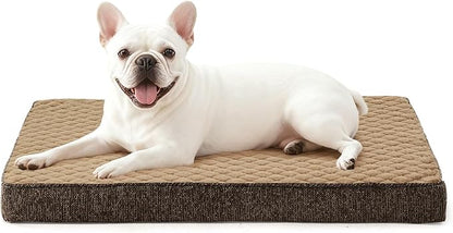 JOEJOY Orthopedic Dog Bed for Small Dogs, Washable Dog Crate Bed Small Sized with Removable Cover, Egg Memory Foam Pet Beds, Brown, 23"x17"