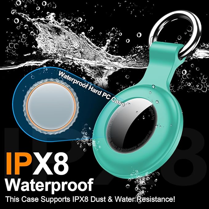 1|2|4Pack for Apple AirTag Holder,for Air Tag 2nd &1st Genaretion,Waterproof GPS Tracker Air Tag Keychain with Cover Anti-Scratch Silicone for Air-Tag Case for Pets,Kids,Bags,Luggages-Blue+Green