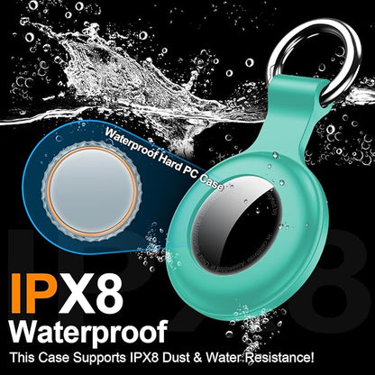 1|2|4Pack for Apple AirTag Holder,for Air Tag 2nd &1st Genaretion,Waterproof GPS Tracker Air Tag Keychain with Cover Anti-Scratch Silicone for Air-Tag Case for Pets,Kids,Bags,Luggages-Blue+Green