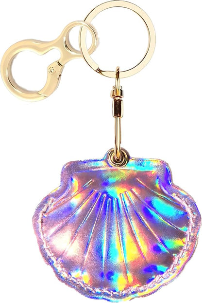 Leather Keychain Holder Case Compatible with AirTag,Cute Protective Bright Cover with Keyring,Anti-Scratch Finder GPS Tracker Case for Wallet Keys,Bag,Pets,Backpack(Purple)