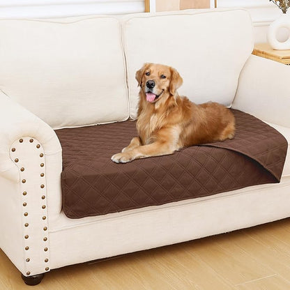Smiry Waterproof Dog Bed Cover Pet Blanket, Soft Washable Dog Blanket for Furniture Bed Couch Sofa Reversible, Checkered (30"x53", Brown/Brown)