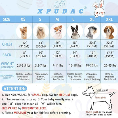 XPUDAC Easter Eggs Dog Pajamas Soft Lightweight Bunny Dog Clothes for Small Medium Dogs Pet Jumpsuit Outfit Cat Apparel-XL