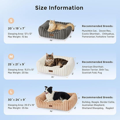 ZOMISIA Dog Bed Medium Size Dog - Large Rectangle Orthopedic Pet Bed with Fluffy Washable Cover and Anti-Slip Bottom, 30x24x9inches, Camel