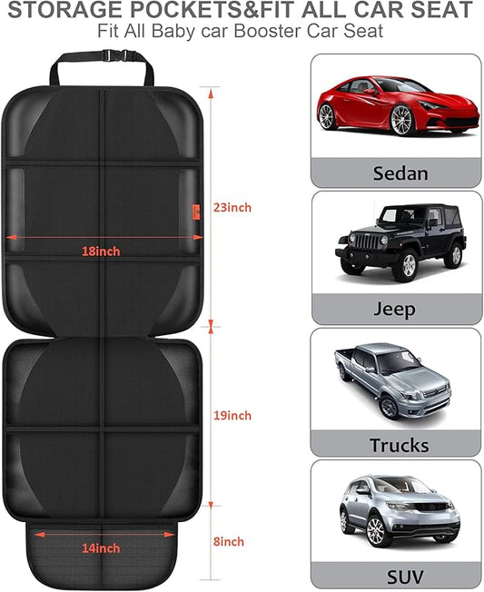 XHYANG Car Seat Protector,Auto Car Seat Protectors Baby Carseat Waterproof Durable 600D Fabric for Child Baby Car Seat Mat Vehicle Pet Cover 2 Storage Pockets (1 Pack)