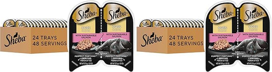 Sheba Perfect Portions Wet Cat Food Cuts in Gravy, with Sustainable Salmon, 2.6 oz. Twin-Pack Trays (24 Count, 48 Servings) (Pack of 2)