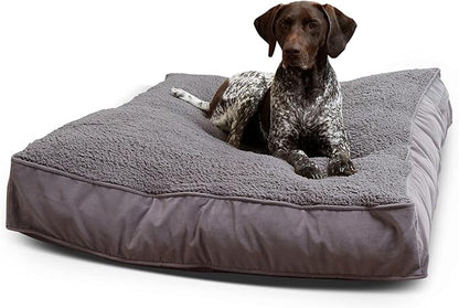 Buster Deluxe Reversible Pillow Style Sherpa Dog Bed, Gray, Large (48 x 36 in.)
