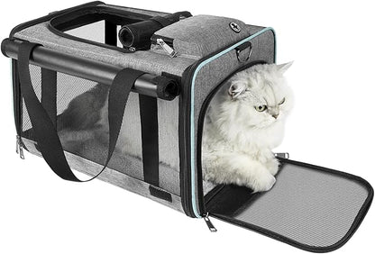 GAPZER Cat Carrier American, United, Delta Airline Approved/Soft-Sided Pet Travel Bag for Medium Cat 15+ lbs Small Dog Traveling Crate Under 15 Pounds TSA Approved Carrying Cage Underseat Cabin Gray