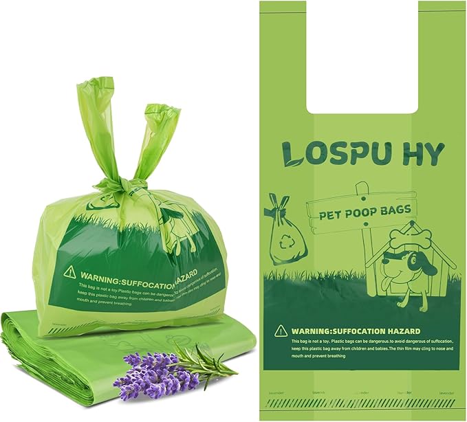 Poop Bags for Dogs, 100 Count Dog Poop Bags with Handles, Extra Thick Strong Leak Proof Doggie Waste Bag for Waste Refuse Cleanup, Outdoor Puppy Walking and Cats Litter