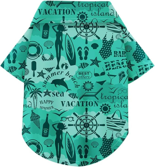 Hawaiian Dog Shirt – Lightweight and Breathable Summer T-Shirt with Tropical Prints, Fun Beach Outfit for Small, Medium, and Large Dogs, Perfect for Hot Days and Outdoor Vacation.Beach 3XL